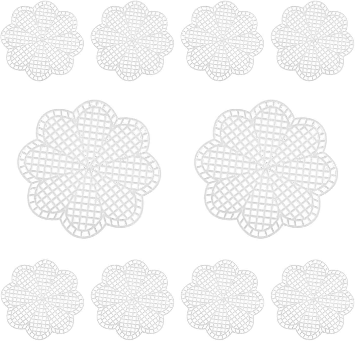 10 Pcs 7 Count 3 inch Mesh Plastic Canvas Flower Sheets, Blank Needlepoint Canvas for Embroidery, White Cross Stitch Plastic Mesh for DIY, Crochet Projects, Yarn Crafting, Knit, Needlework