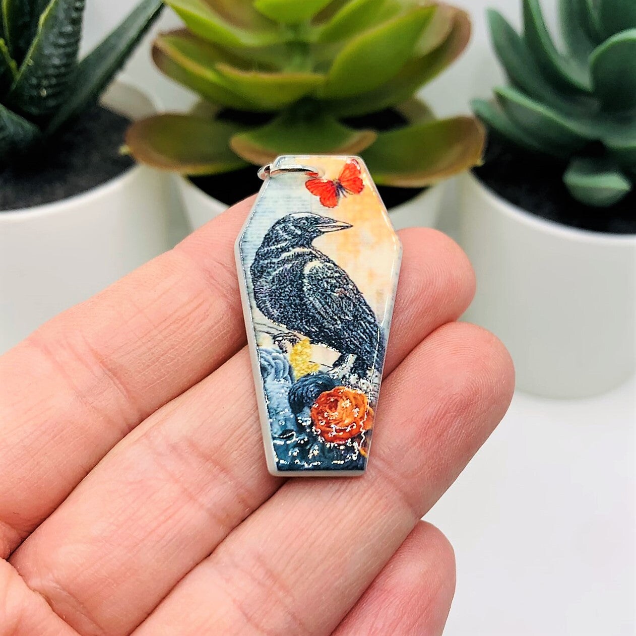 Fall/Autumn Coffin Raven Charms, 41x21mm