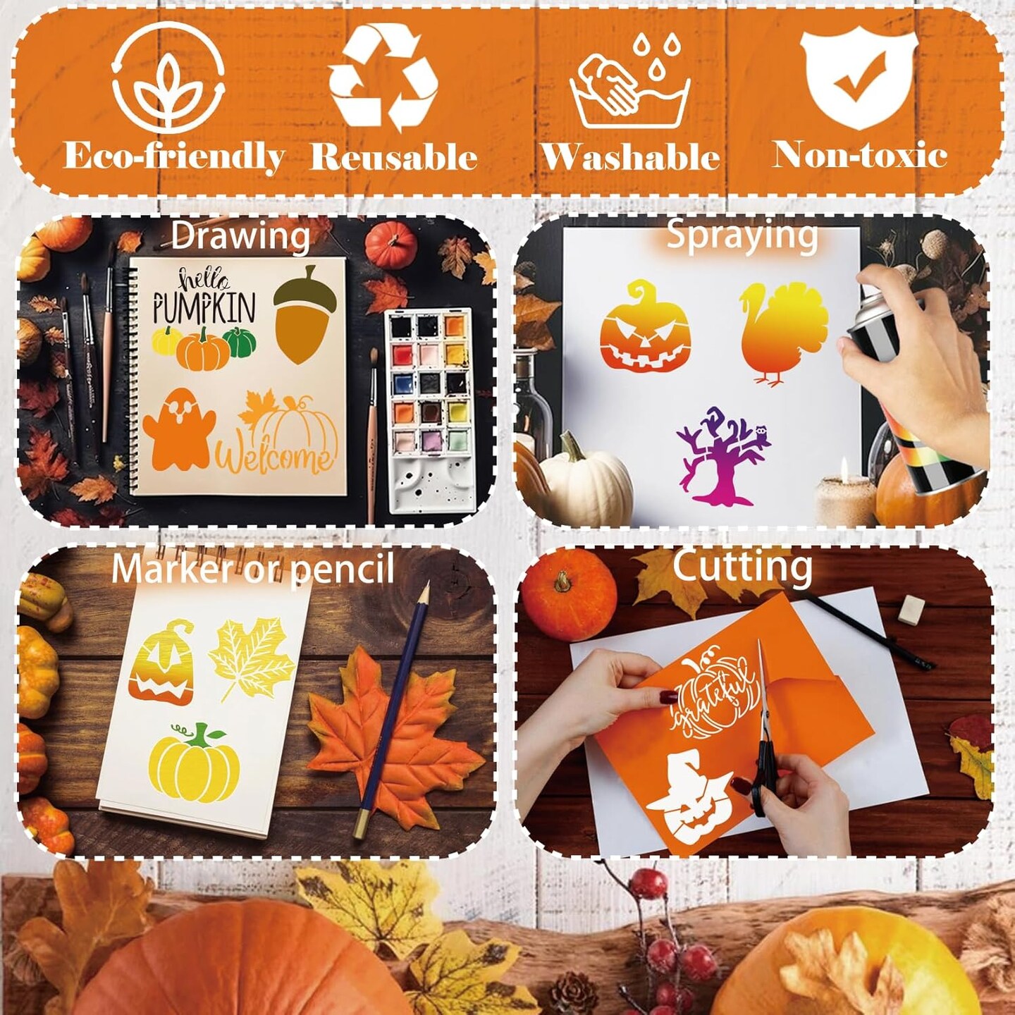 45Pieces Christmas Halloween Fall Thanksgiving Cookie Stencils (45 Holiday)