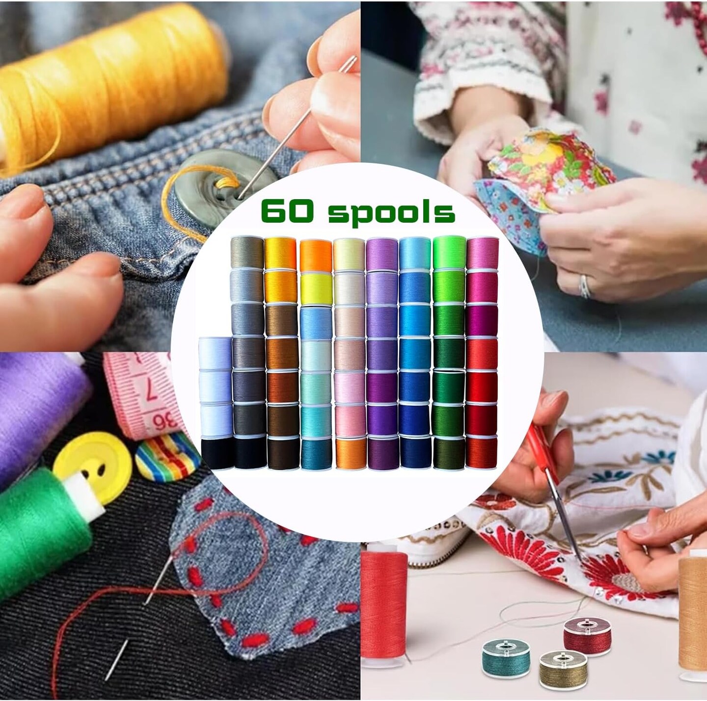 60 spools Sewing Thread Kits Polyester for Hand & Machine Sewing
