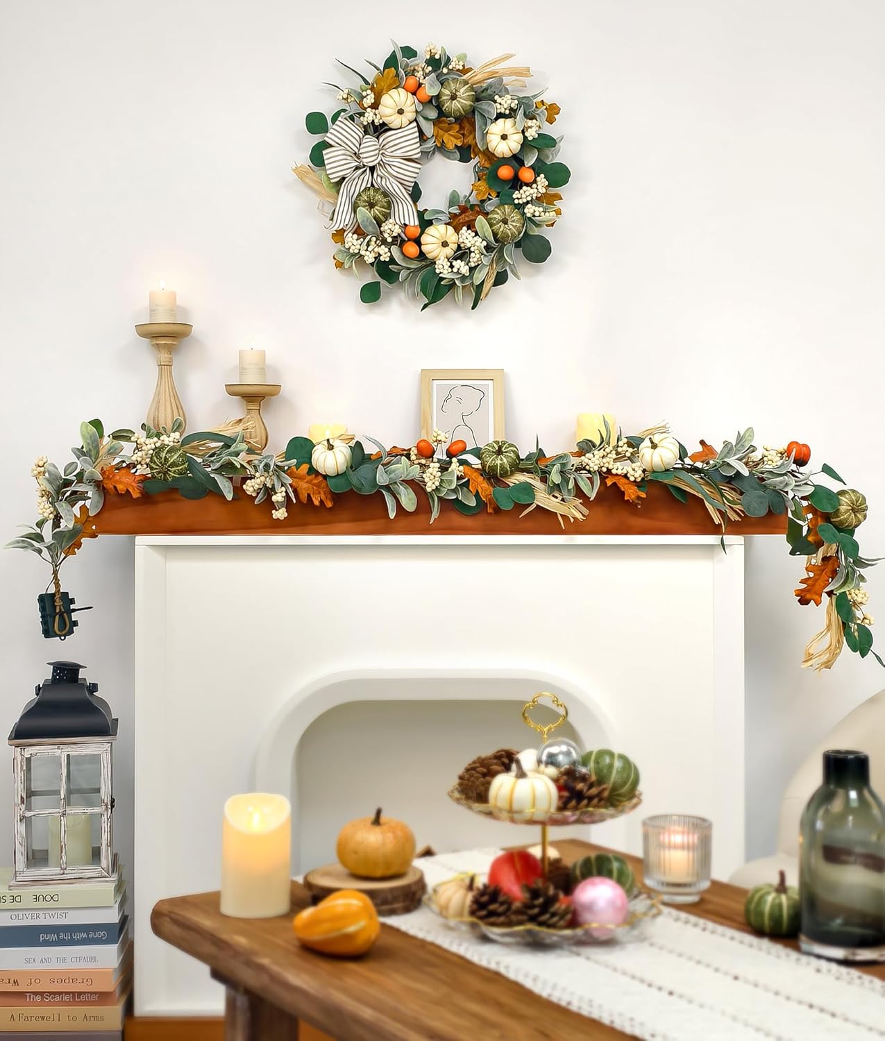 6ft Fall Garland with Lights