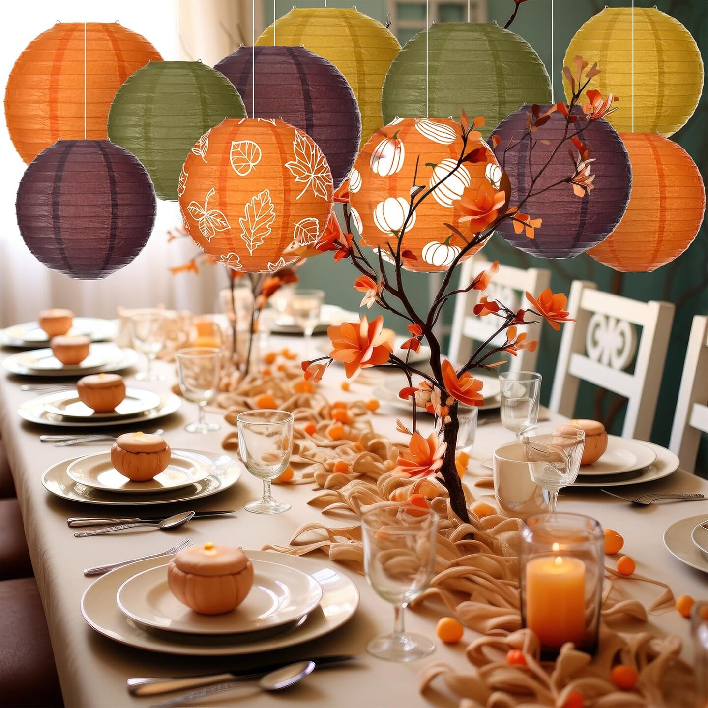 16-Piece Thanksgiving Paper Lanterns – Fall Party Decorations
