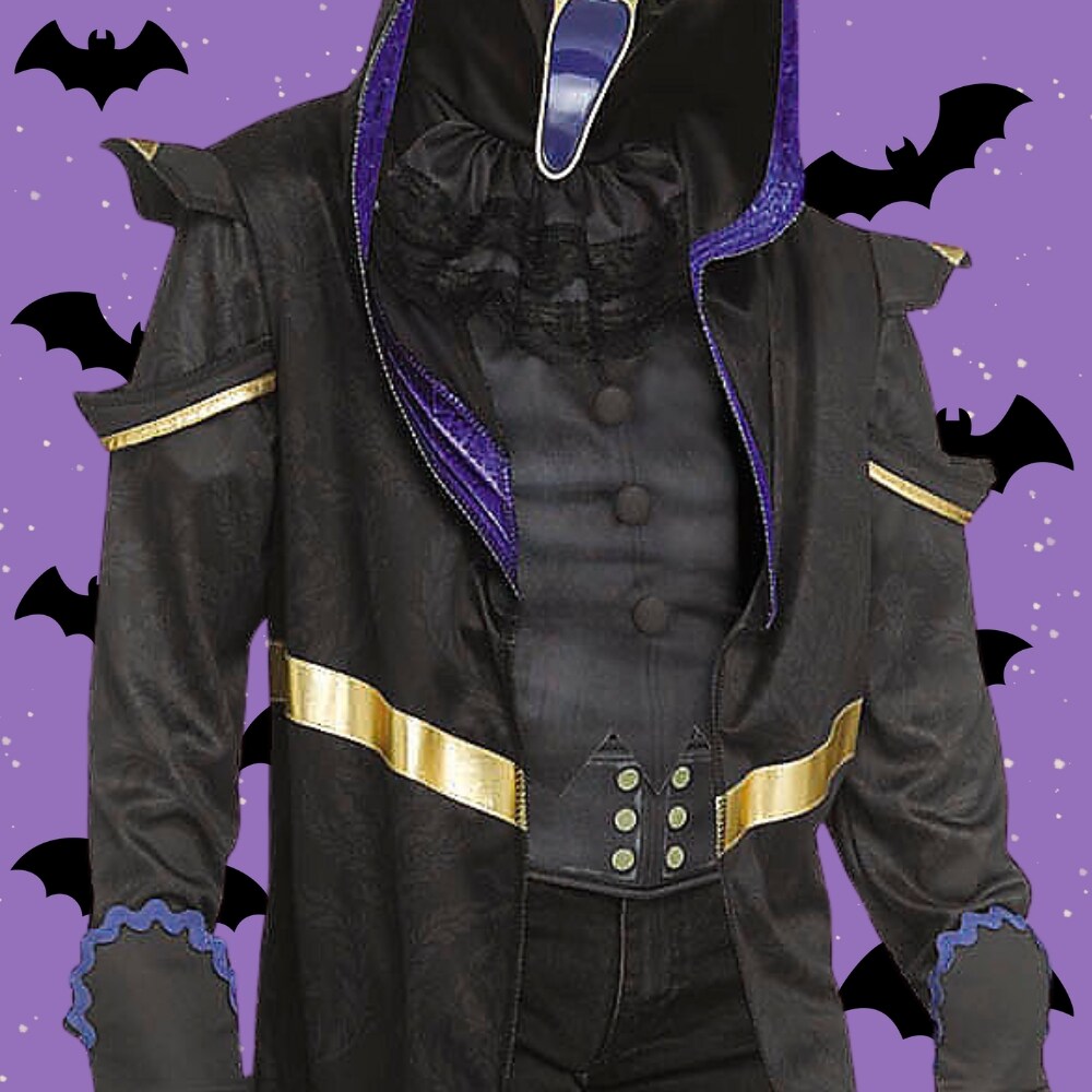 Adults Masquerade Ghost Costume with Hooded Coat and Gold Mask