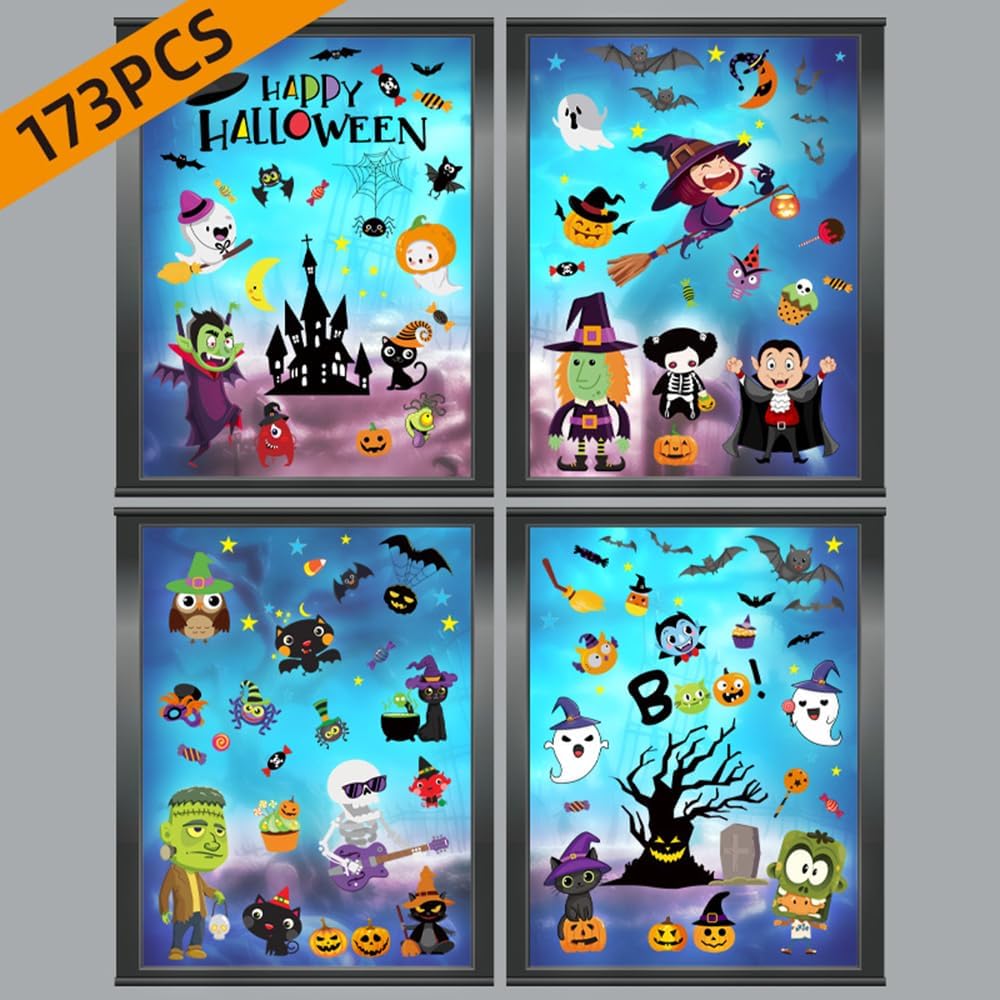 9 Sheets Halloween Window Clings