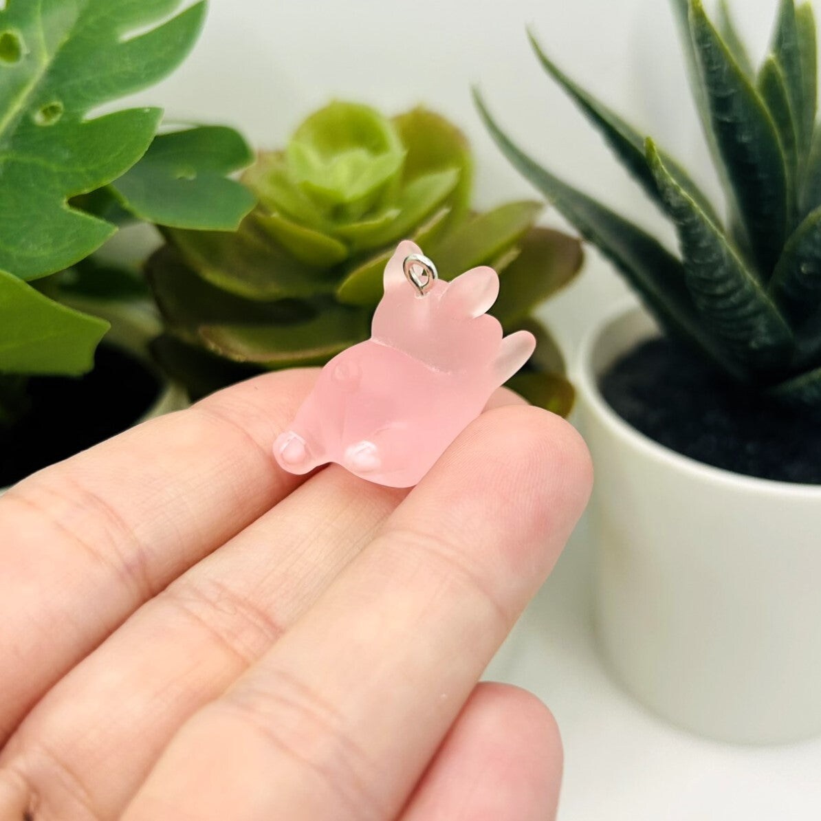 Pink Acrylic 3D Cute Pig Charm, 15x25mm