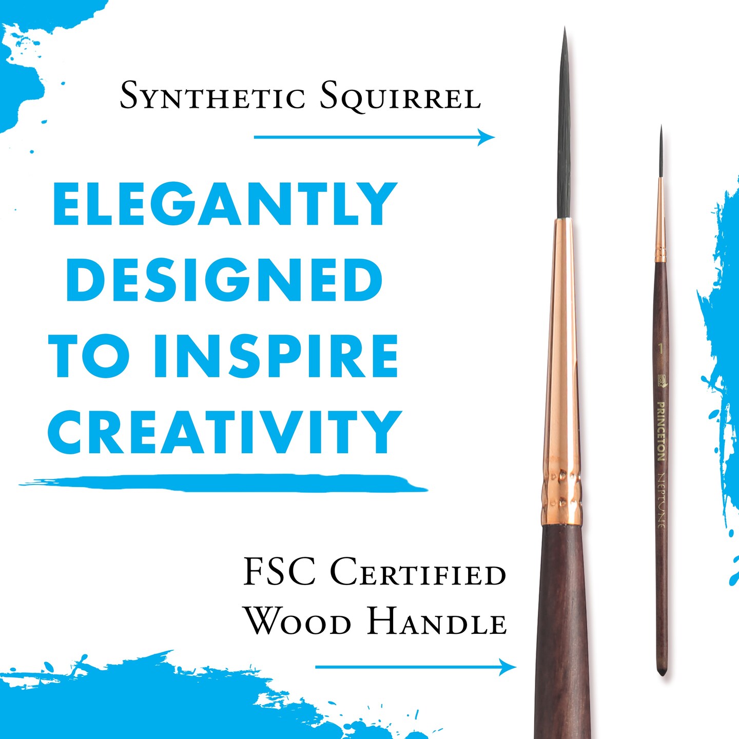 Princeton Series 4750 Neptune Synthetic Squirrel Brush-Short Handle Script Liner Size 1