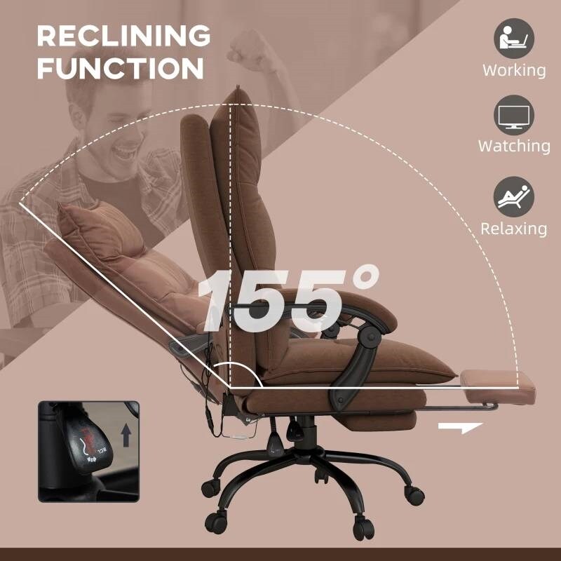 Double Padded Executive Massage Heated Office Chair with Remote Control Lumbar Heating and Footrest