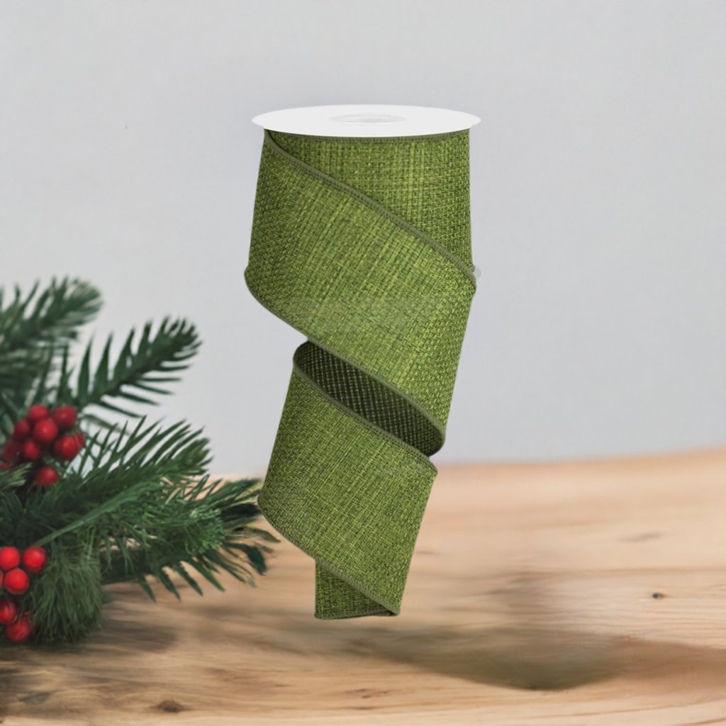 2.5&#x22; Cross Royal Burlap Ribbon: Moss Green (10 Yards)