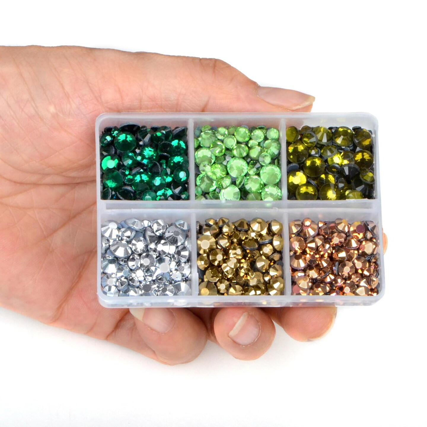 6400 Pieces Hotfix Flat Back Rhinestones - 5 Mixed Sizes (12 Colors Set B)