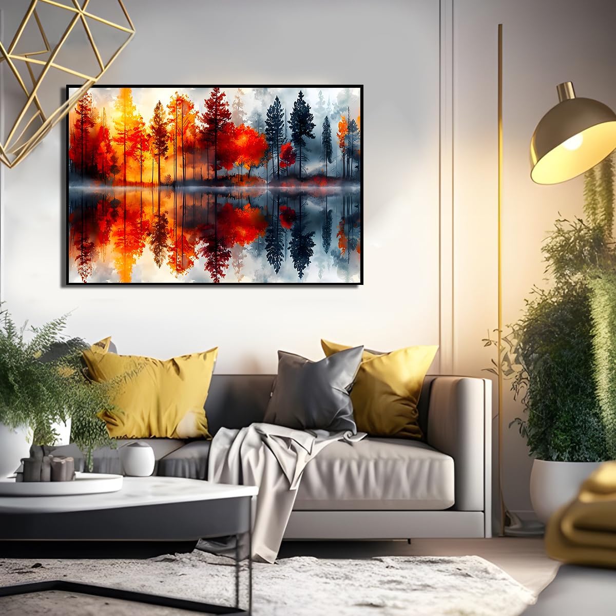 5D Lake & Forest Reflection Large Diamond Art Kit for Adults – 27.5×15.7 Inch Full Drill Landscape Gem Painting with Numbered Canvas, DIY Craft Gift for Beginners
