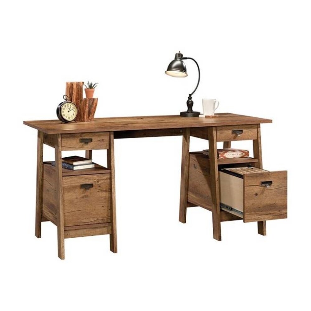 Executive Desk with Filing Cabinets and Cord Management and Smooth Metal Drawer Slides