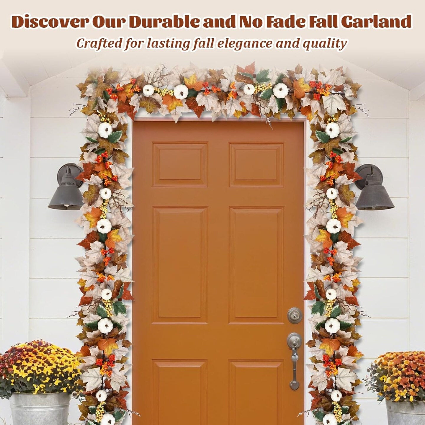 1 Pack 6 Ft Fall Leaves Garland with Lights