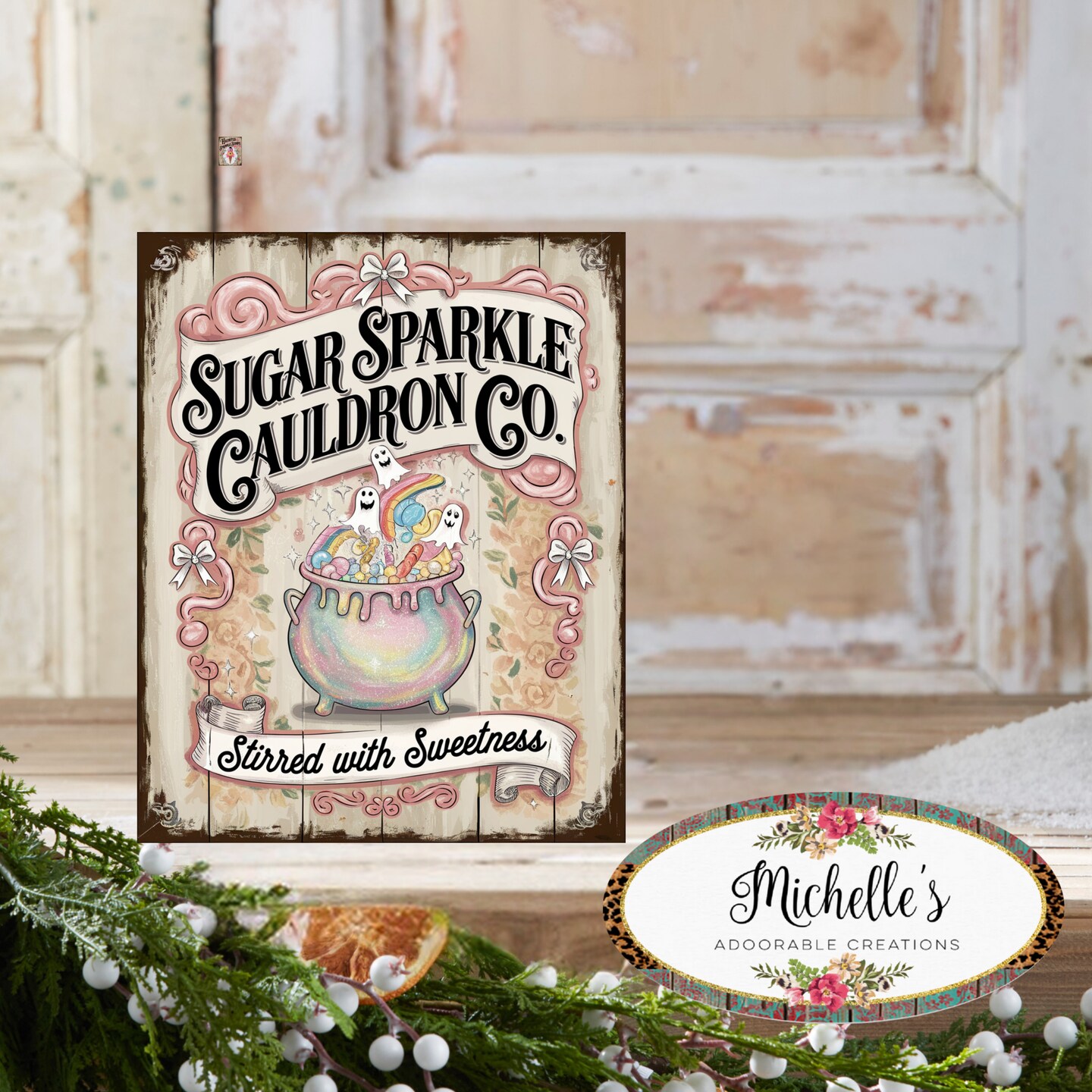 Sugar Sparkle Cauldron Co Halloween Sign