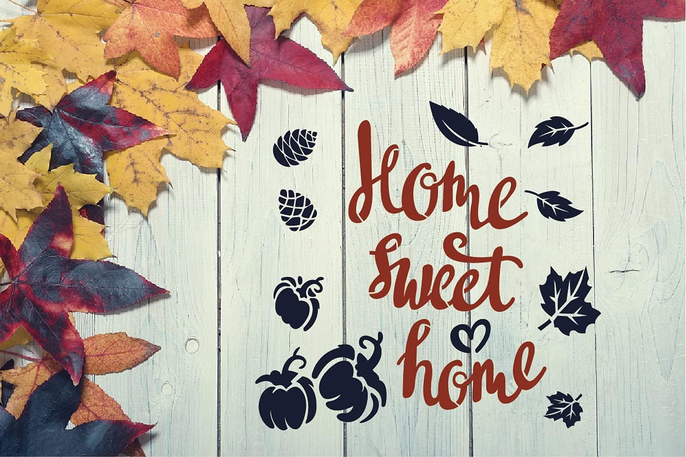 9 Pieces Reusable Thanksgiving Stencils for Painting on Wood