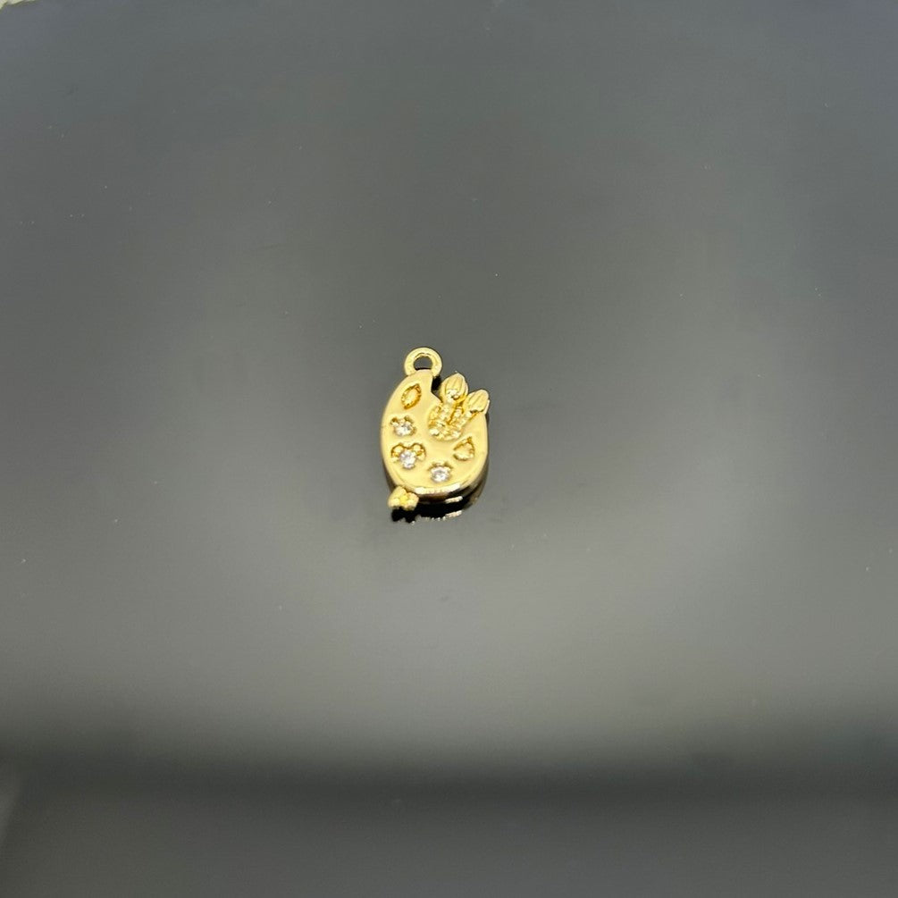 18k Gold Paint Palette Charm, 14x8mm