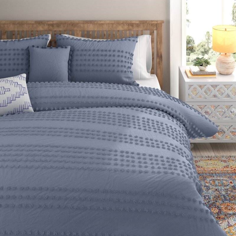 Boho Style Cotton Clip Dot 5-Piece Comforter Set
