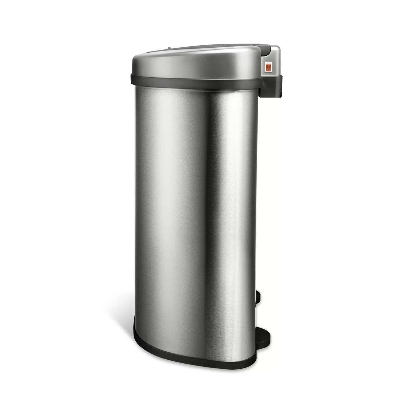 Silver Stainless Steel Dual-Compartment Trash Can with Motion Sensor and Soft Close Lid