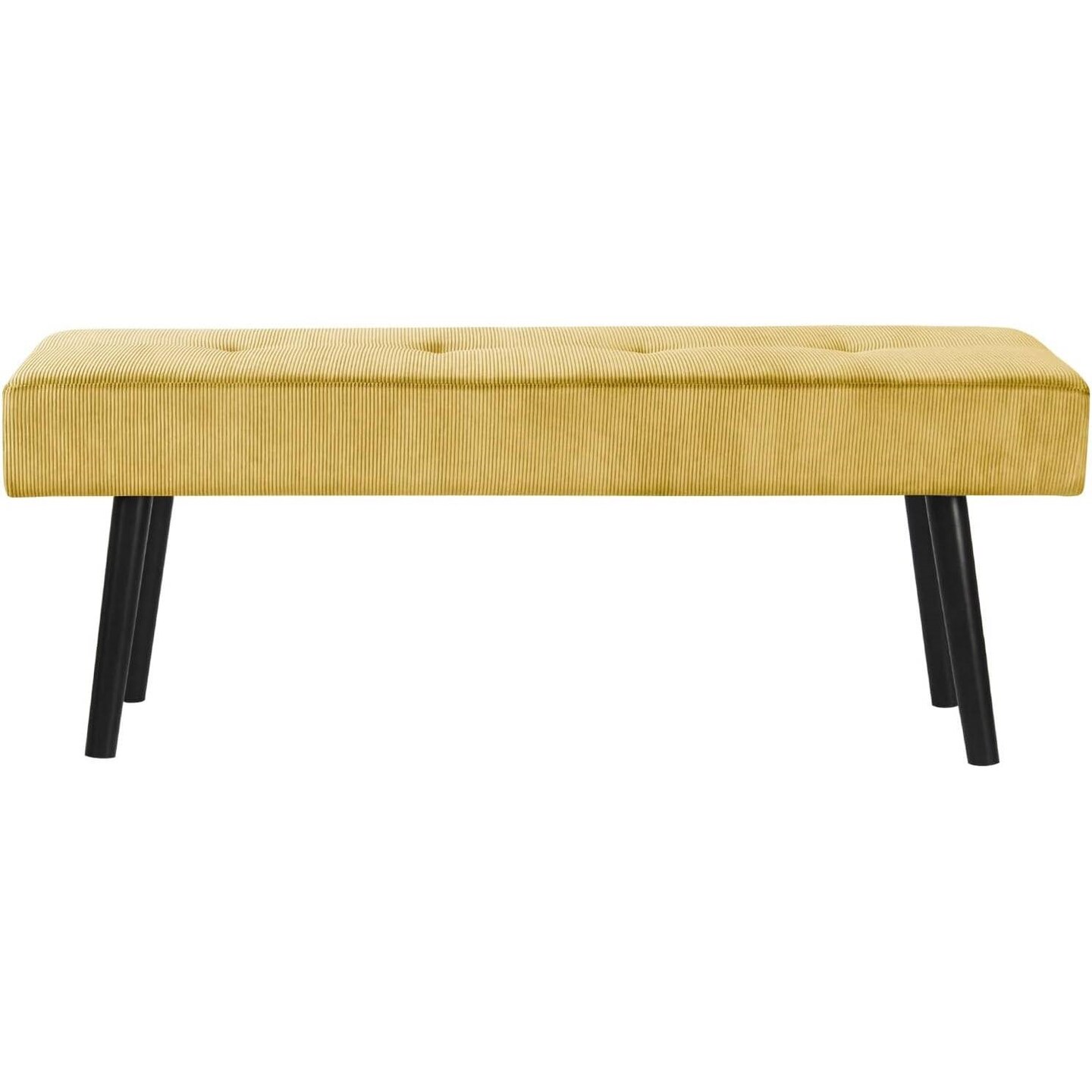 Modern Corduroy Upholstered End of Bed Searing Bench with Black Metal Legs for Living Room