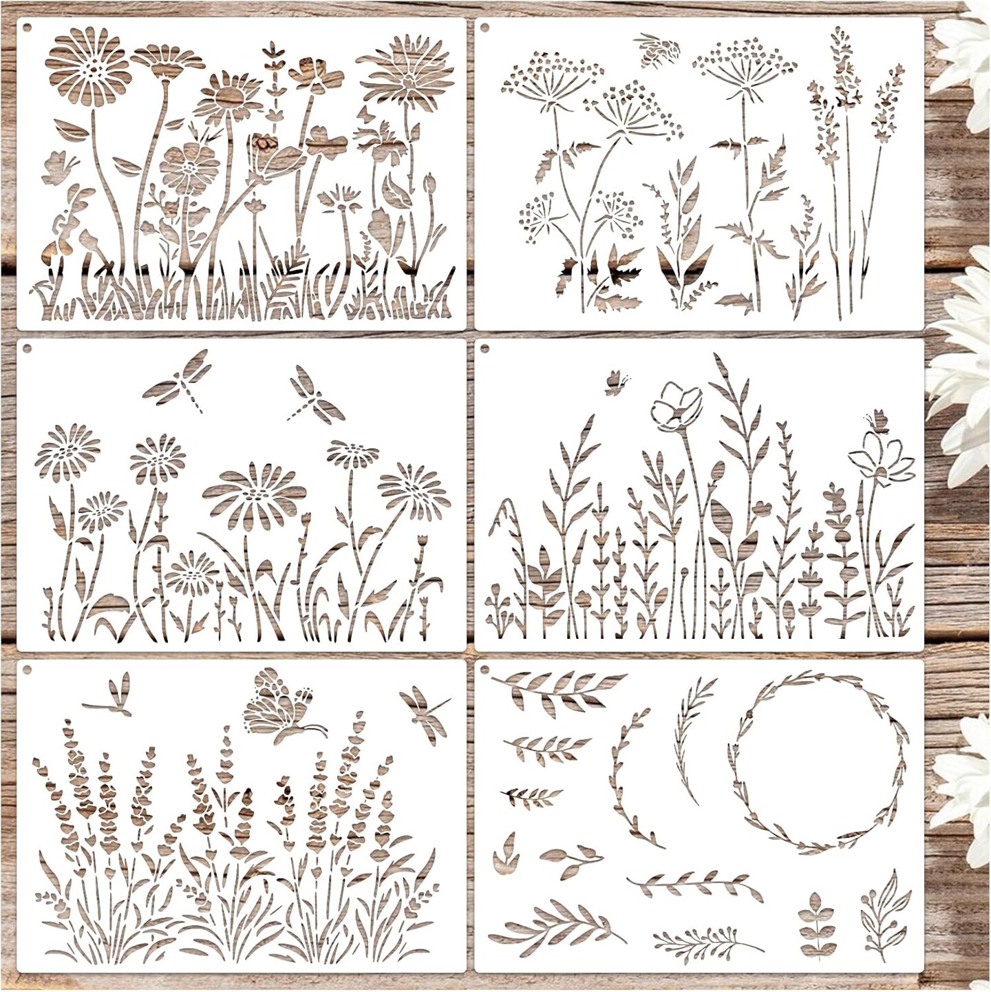 Large Flower Stencils - 16x11 Inches (Reusable)