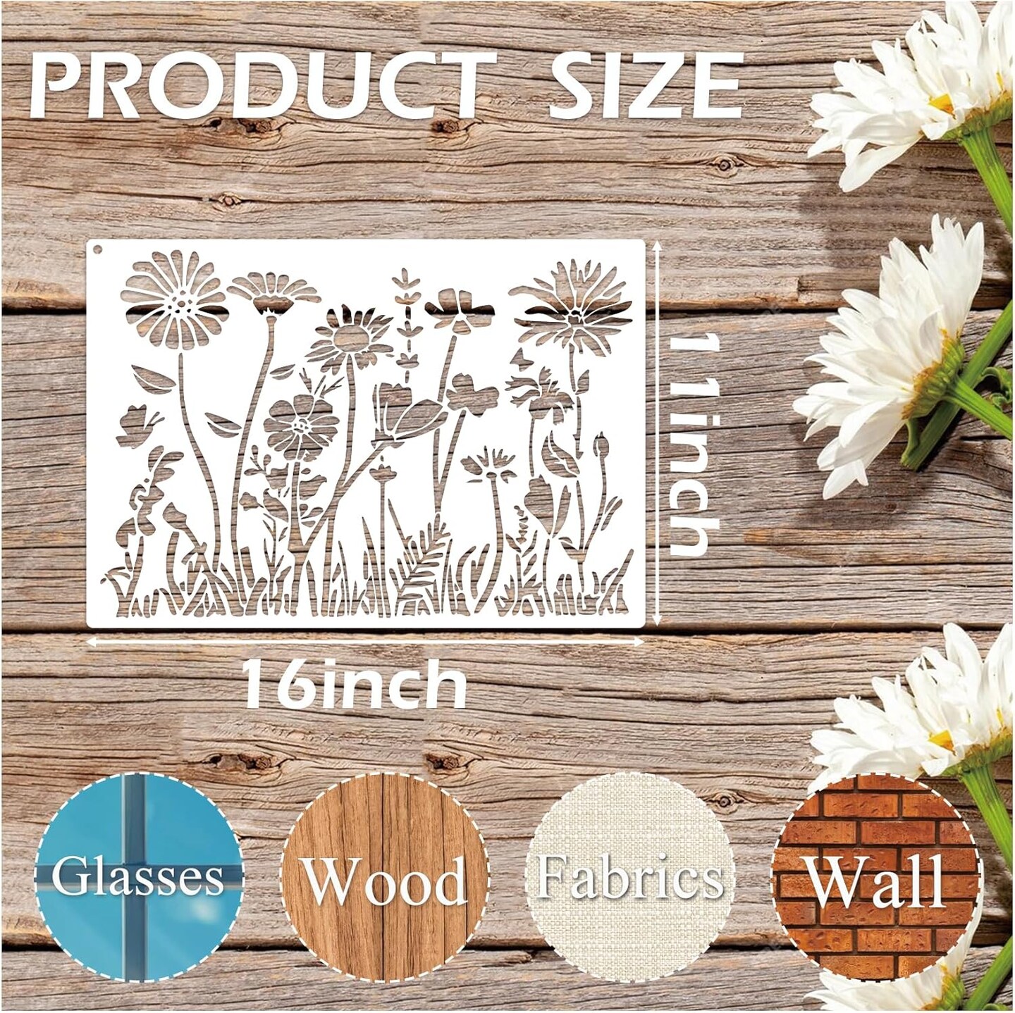 Large Flower Stencils - 16x11 Inches (Reusable)
