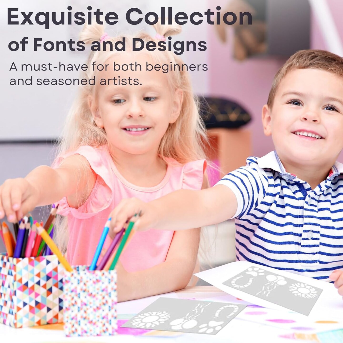 Stencils for Painting, 45 Pack, 8.27x5.52 Inch, Reusable Plastic Large