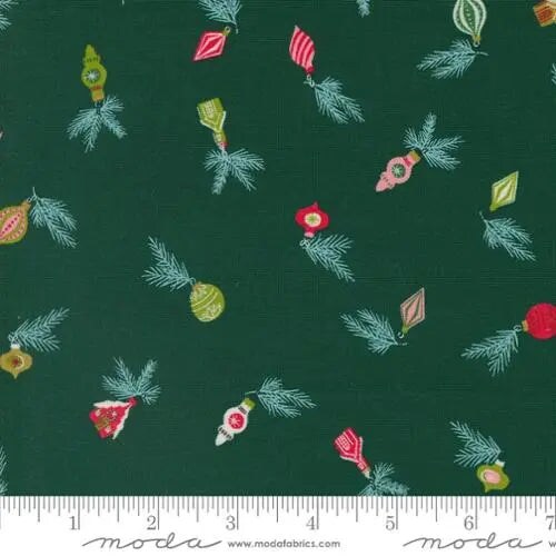 Cozy Wonderland Green Vintage Ornaments 44"/45" Fabric Per Yard