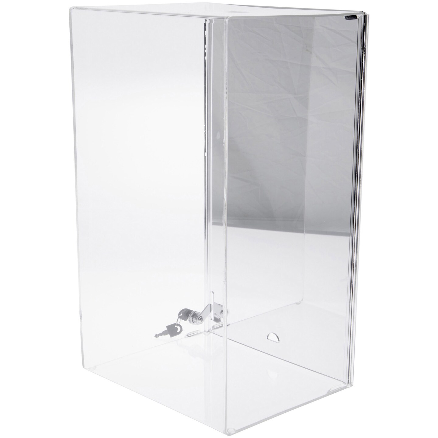 Plymor Clear Acrylic Locking Display Case with Sliding Back, No Shelf (Mirrored), 20.75" H x 12.25" W x 10" D
