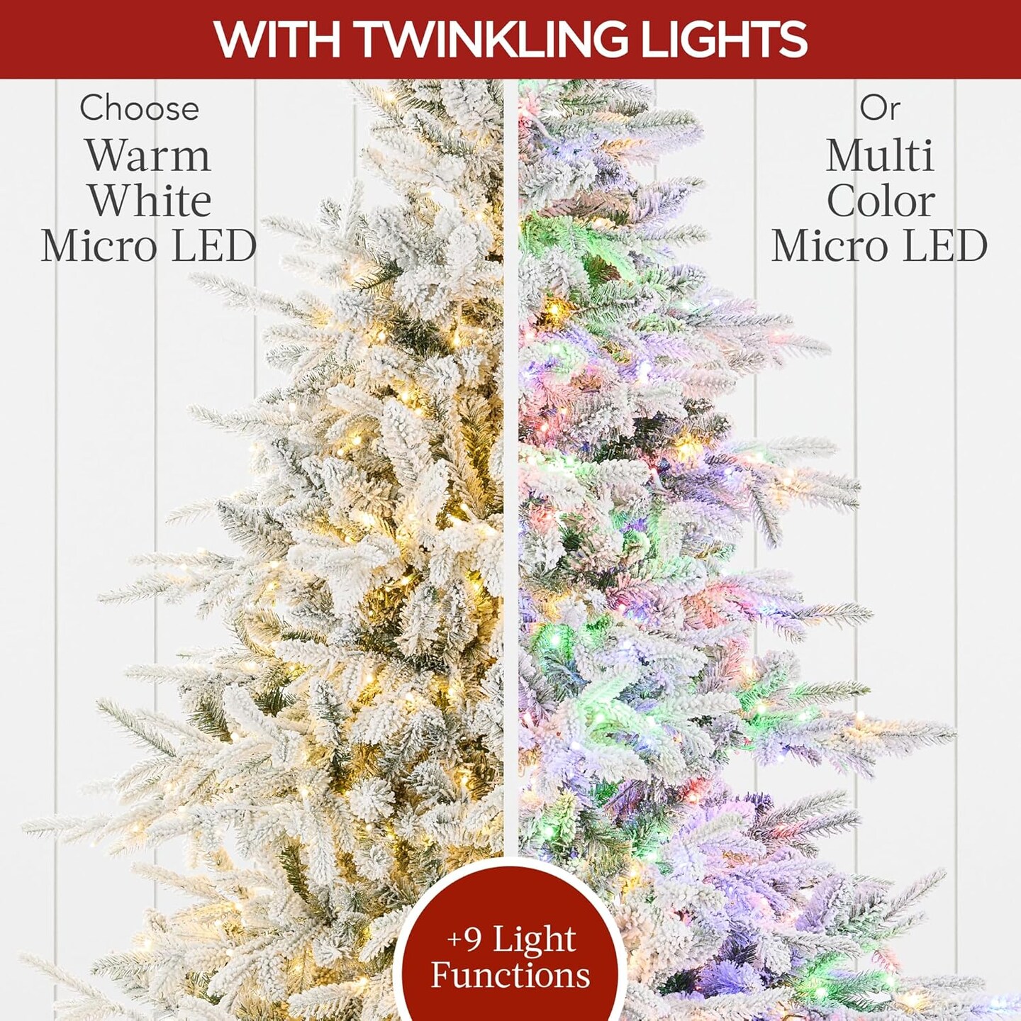 Pre Lit Aspen Noble Fir Christmas Tree, 1,500 Twinkling Micro LED Lights, 3,000 Branch Tips, Cordless Setup, Full &#x26; Realistic
