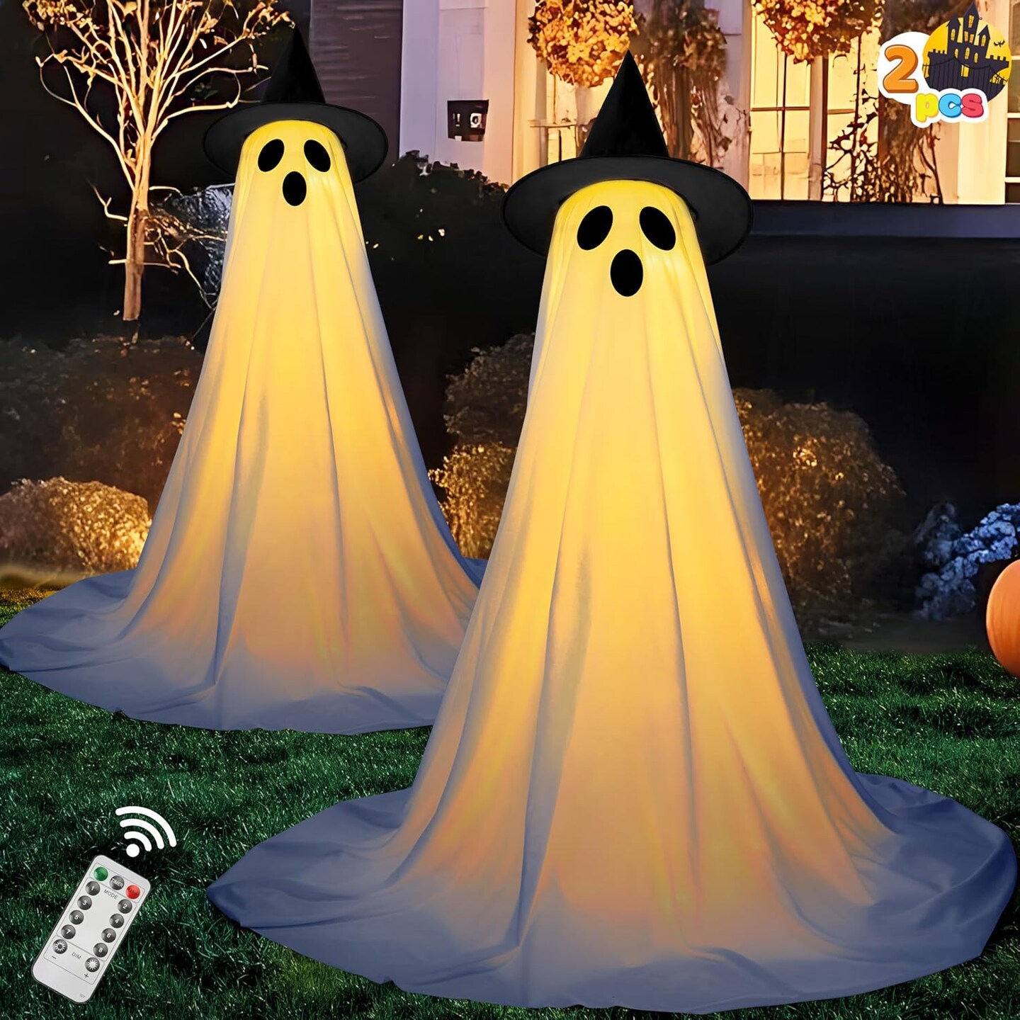 2 Packs 47&#x27;&#x27; Halloween Decorations Outdoor Standing Ghost