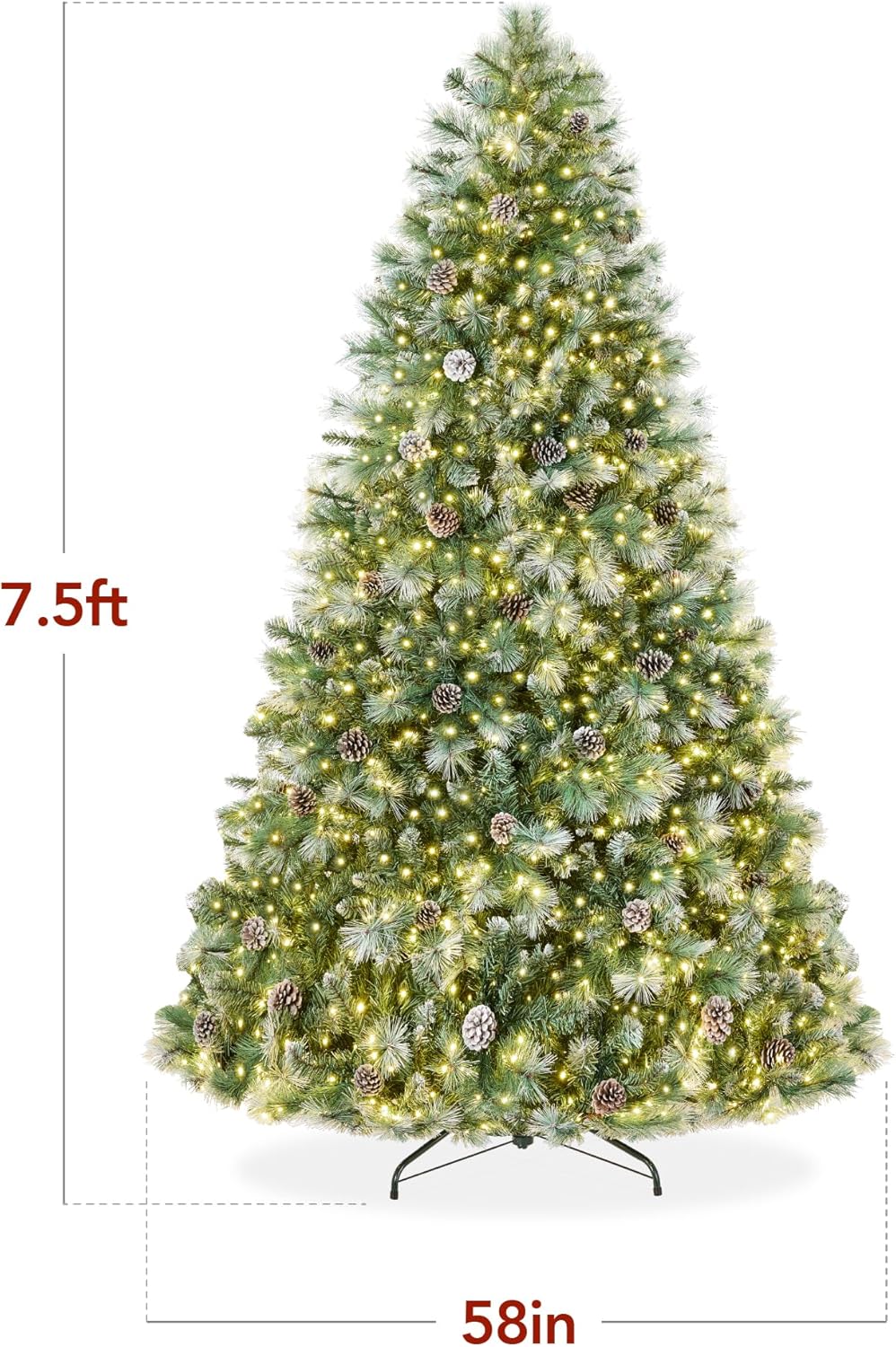 Frosted Scotch Pine Christmas Tree Cordless Setup with 1,320 Tips &#x26; 2-in-1 LED Lights for indoor holiday decoration