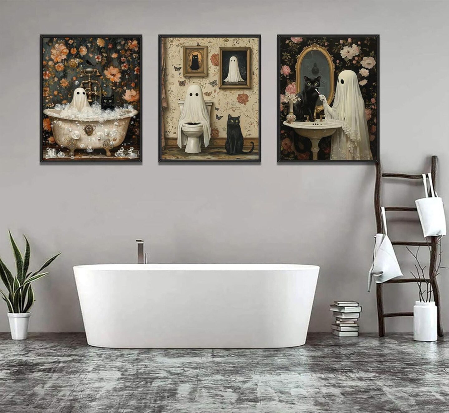 3Pcs Halloween Ghosts Posters Wall Art 24L&#x22; x 16W&#x22;