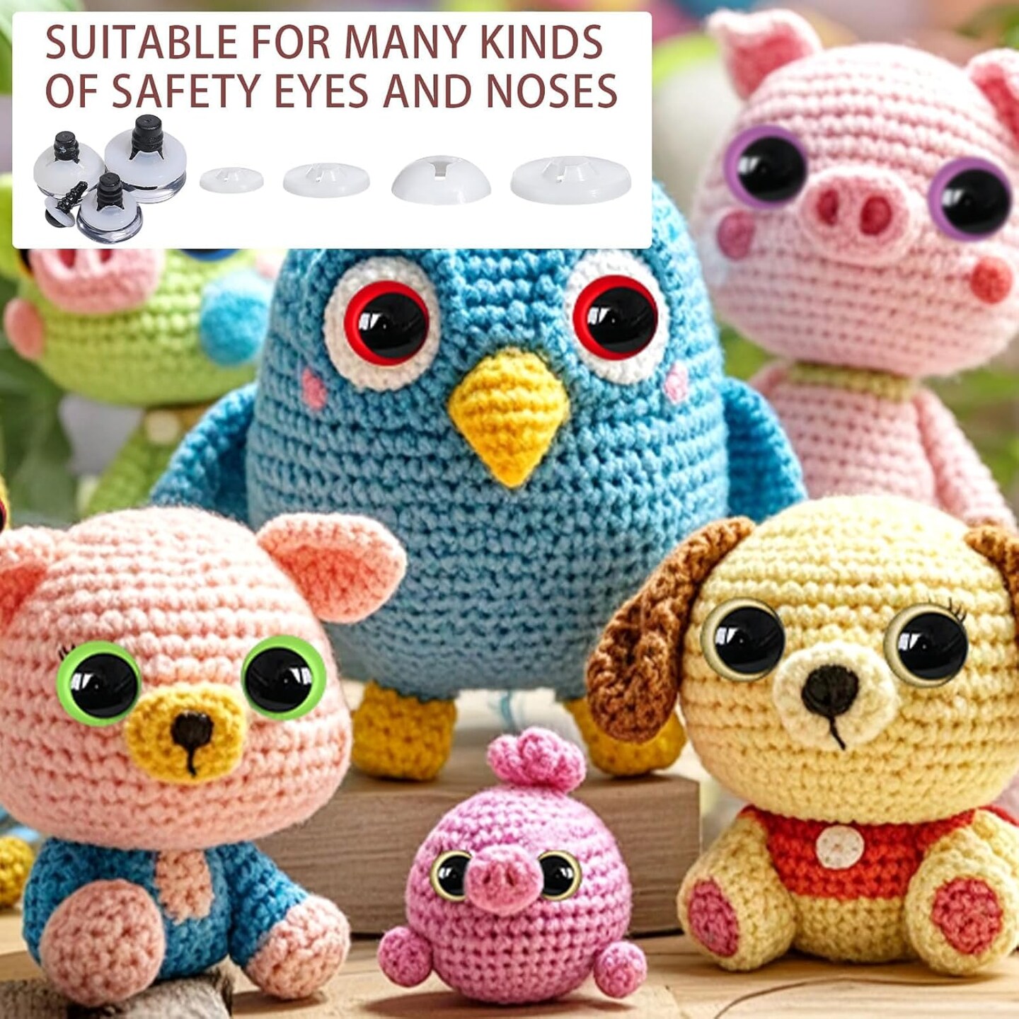 200pcs Safety Eye Washers – Multi-Size Plastic Backings for 9–20mm Safety Eyes, 5 Sizes for Crochet Dolls, Stuffed Animals, Plush Toys & DIY Craft Projects