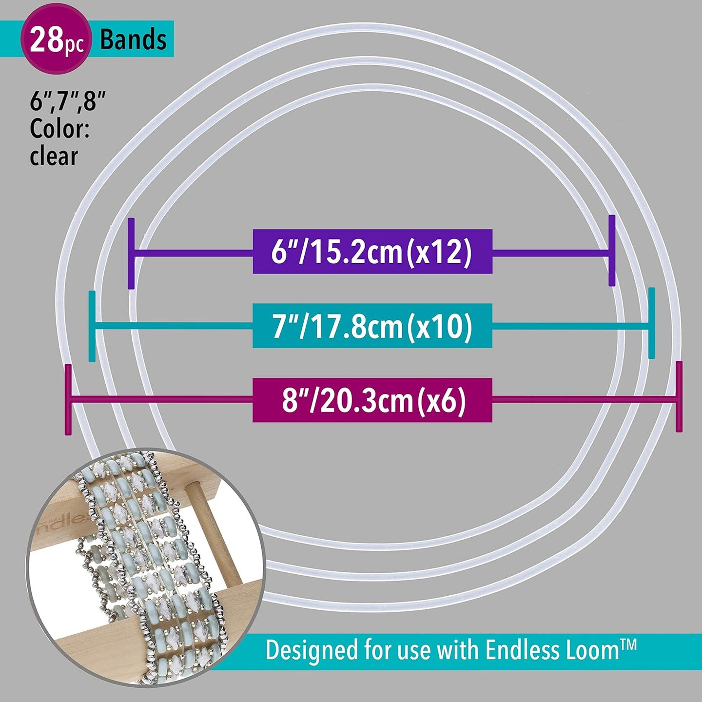 The Beadsmith Deb Moffett-Hall’s Endless Loom Bands, Clear Color, 28 Piece Assortment Pack, Use with The Endless Loom