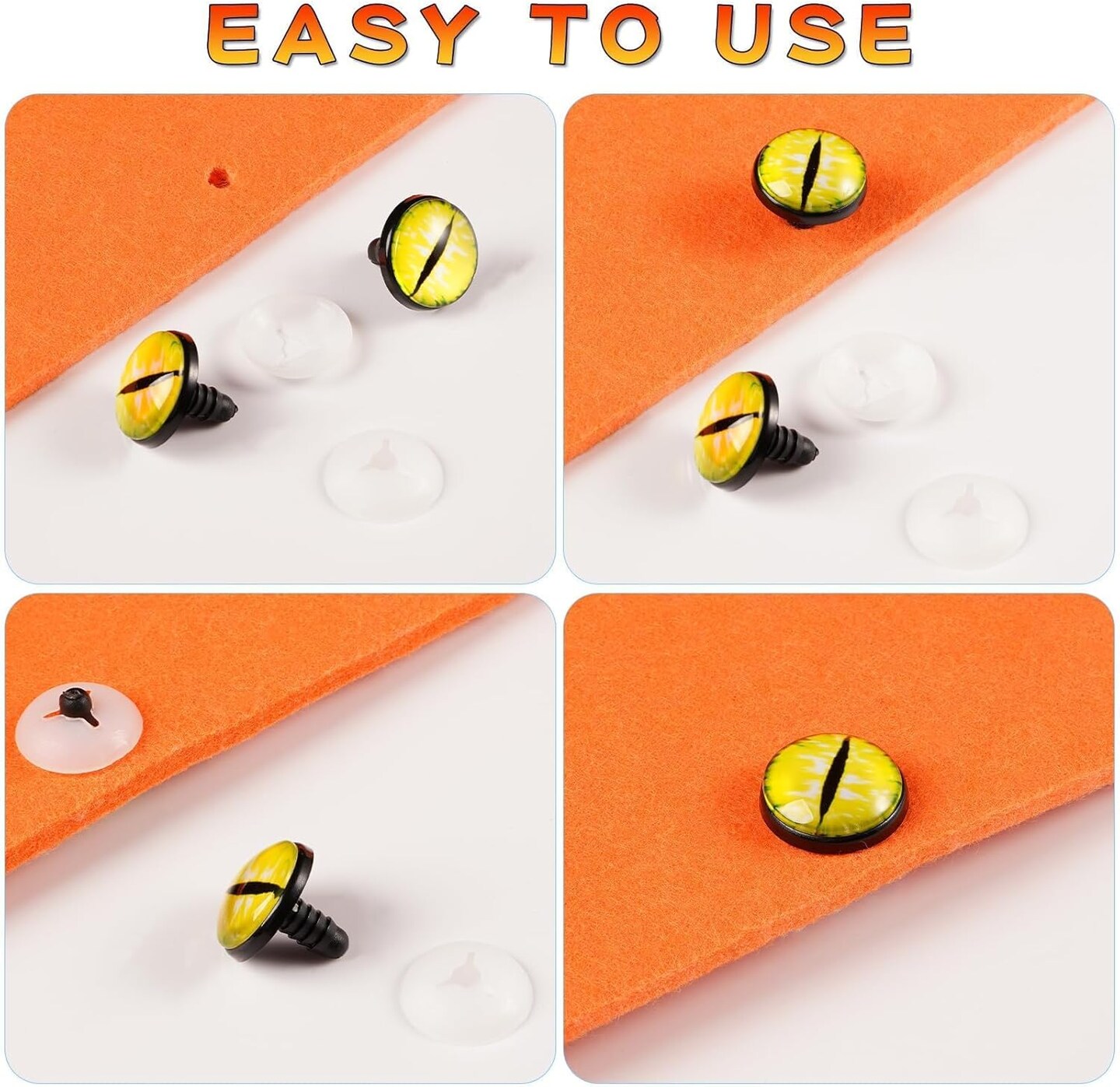 50pcs Safety Eyes for Amigurumi with Washers – 16/18/24mm Dragon & Animal Craft Eyes for Crochet Dolls, Plush Toys, and Clay Dolls