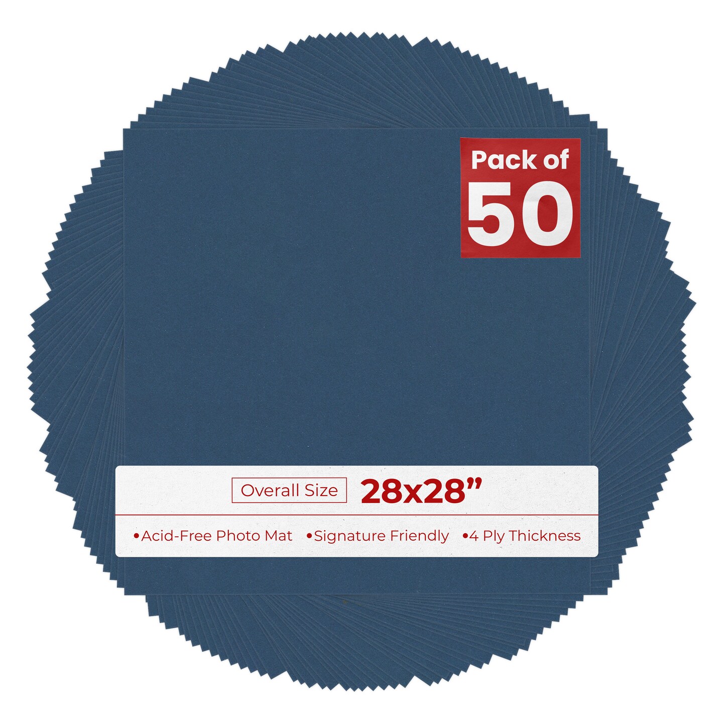 Ink Blue 28x28 Uncut Mat Board - Blank Sheets, No Opening, Color: Blue ...