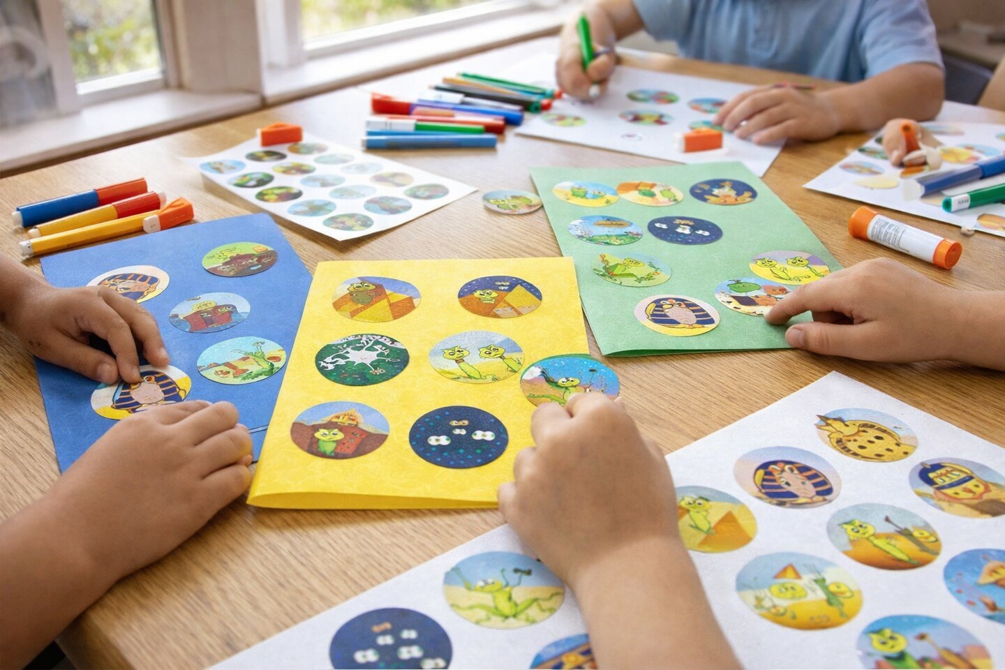 Passover Makos Stickers – Round Plagues of Egypt Sticker Set – Jewish Pesach Classroom Craft & Seder Activity