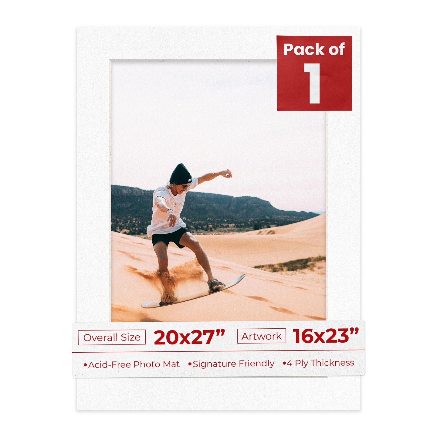 White with Black Core Mat Board for 20x27 Frames - Fits 16x23 Photos ...