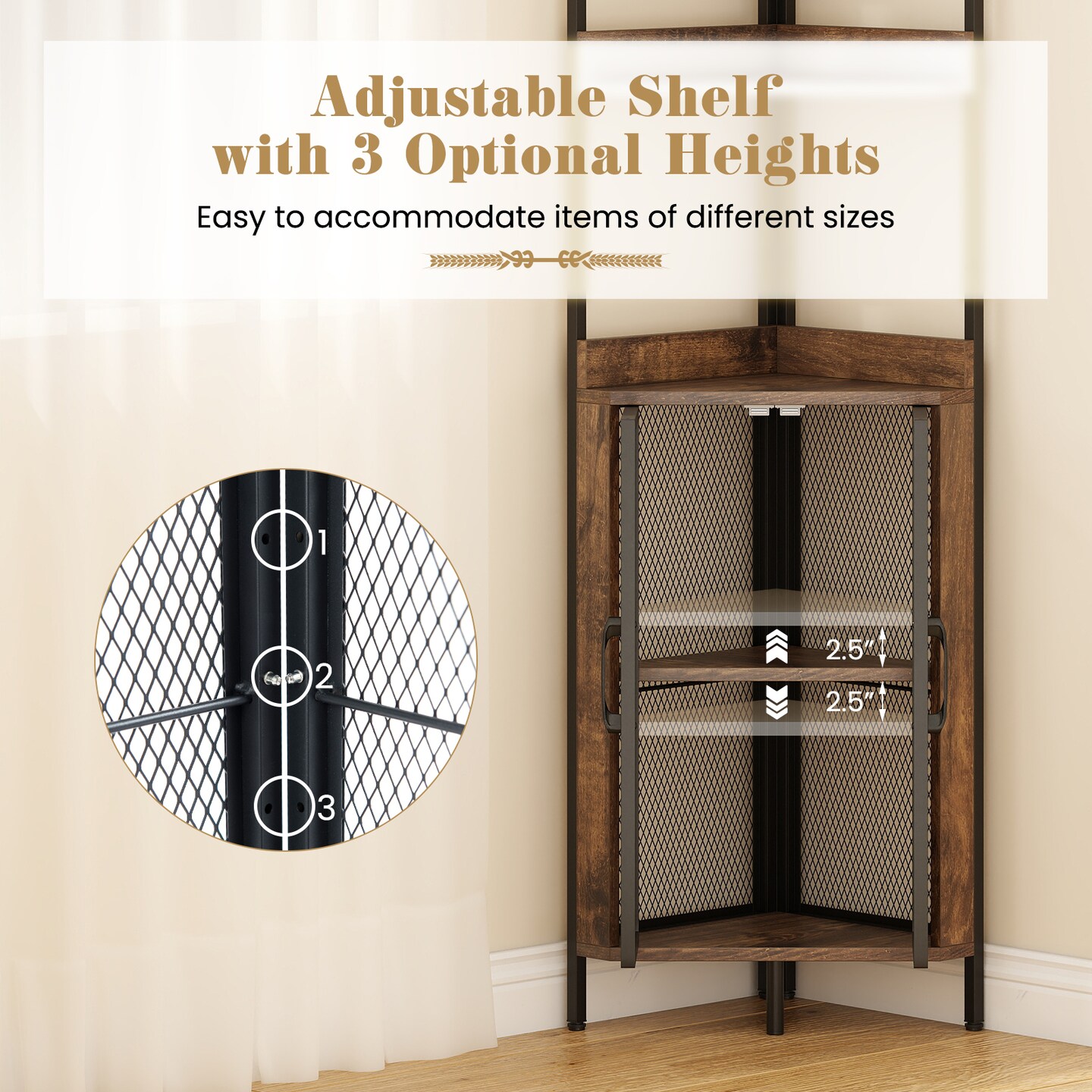 6-Tier Corner Bookshelf with Storage Cabinet 67 Inch Industrial Bookcase