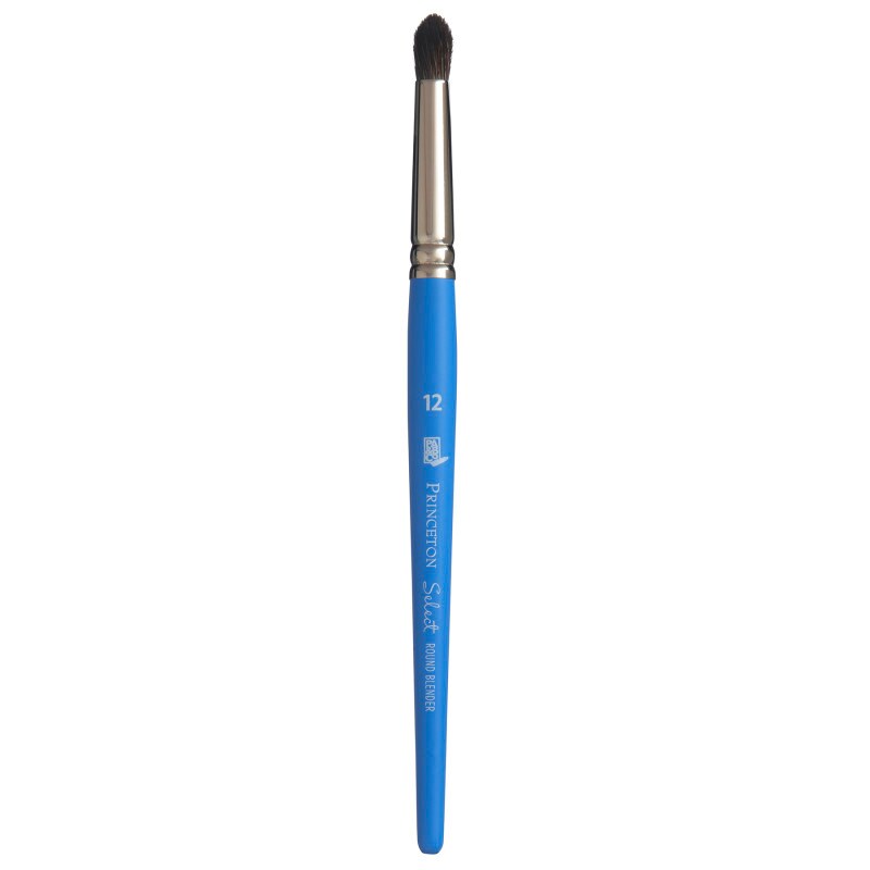 Select Artiste Round Brush, Natural Bristles, Short Handle Mixed Media Paintbrush, Jewel Blue, Size 12, 1 Count