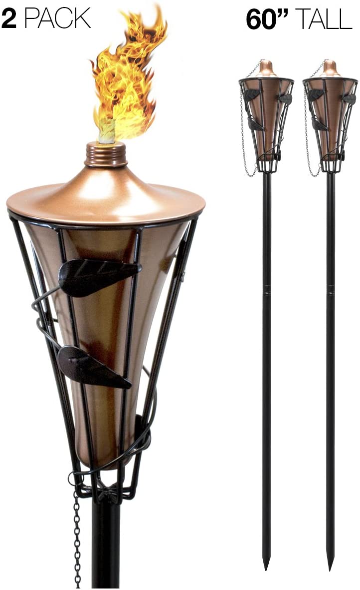 Sorbus 4 Pack Outdoor Metal Patio Torches - Includes Fiberglass Wick and Snuffer Cap
