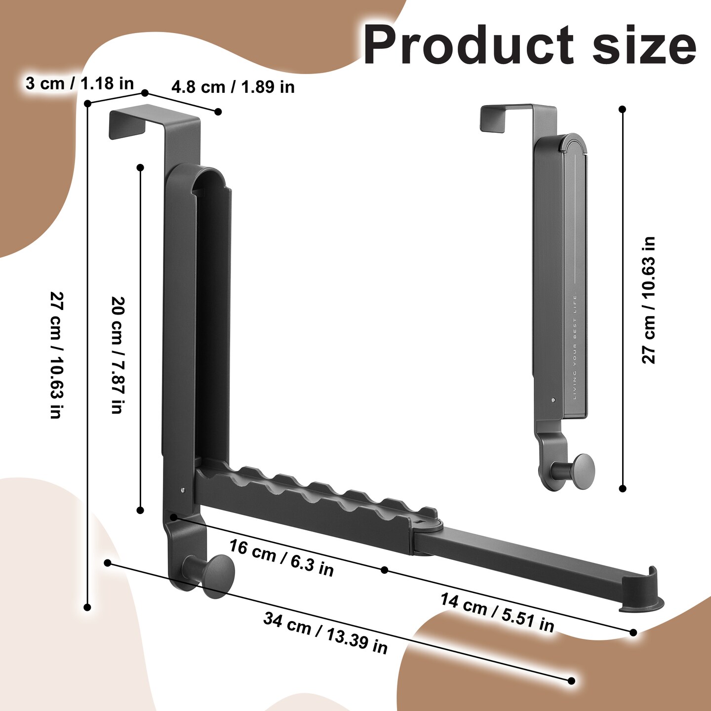 Sorbus Foldable Over Door Heavy-Duty Hanger - Space Saving Organizer, No Tool Assembly