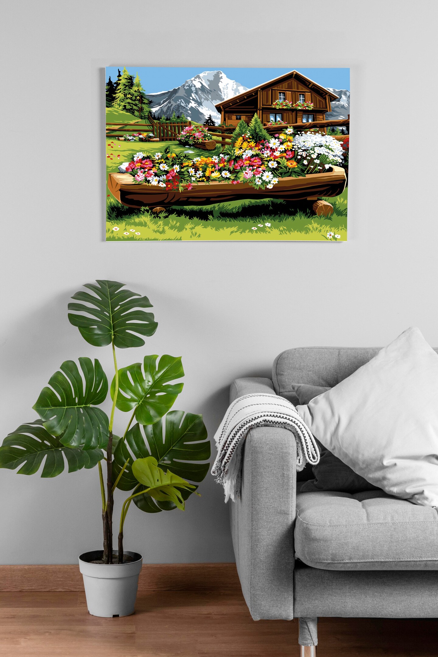 Needlepoint canvas for halfstitch without yarn Canvas The Chalet Enclosure SE929.602 Seg De Paris Printed Tapestry Canvas