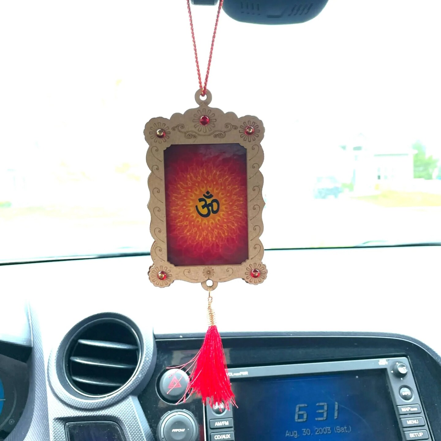 Hindu Car Hanging Ornament Car Hanger Photo Frame Rear View Mirror Car Charm Interior Decoration Accessories Car Dashboard Decor Ganesha Krishna Hanuman Om Balaji Shiv (pack of 1)