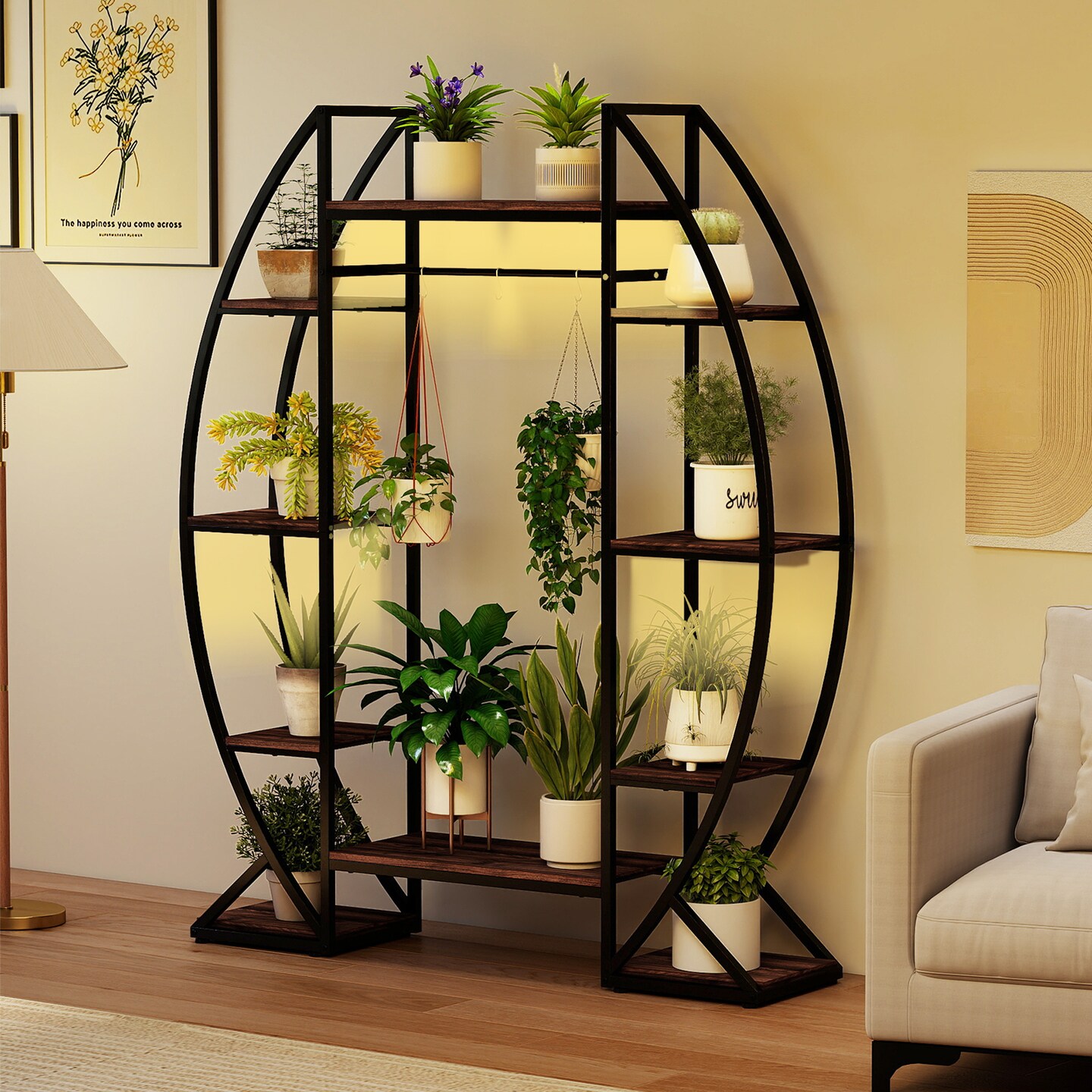 Brown - Black 10-Tier Corner Plant Stand 63" Tall Large Flowerpot Holder