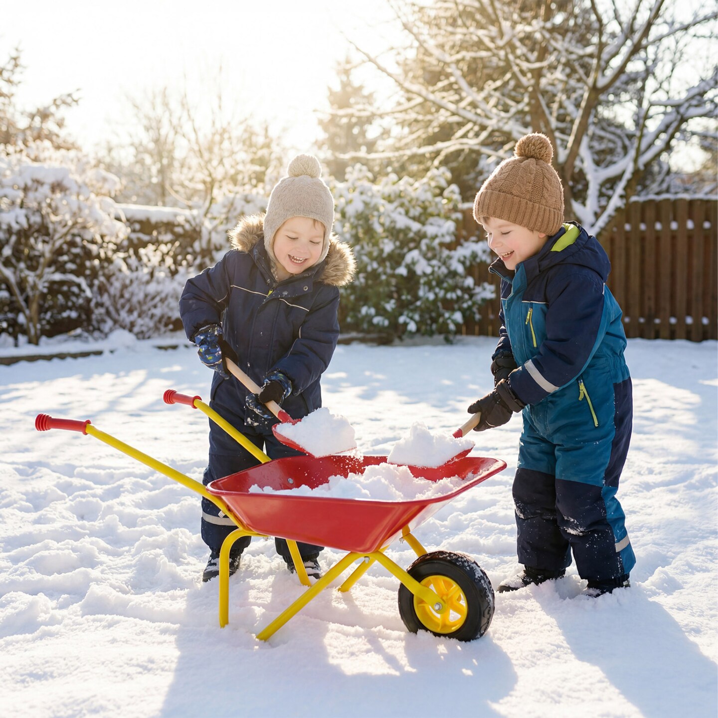Red Kids Wheelbarrow 35 Lb Capacity All-Terrain Durable Metal Tray