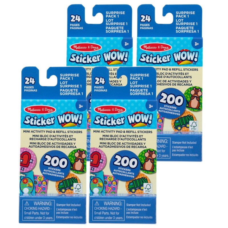 Sticker WOW! Mini Activity Pad with Refill Stickers - Surprise Pack 1, 4 Sets