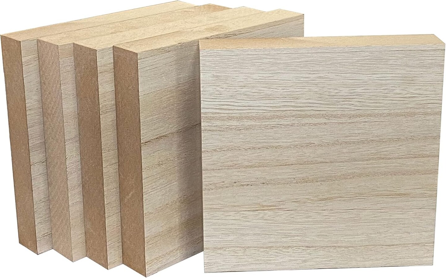 5 Pack Thick MDF Wood Blocks Unfinished Wooden Squares for Crafts (6x6x1 in)