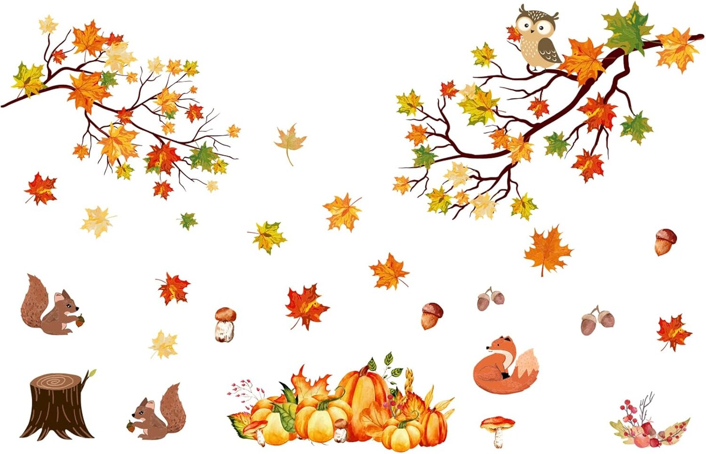 Thanksgiving Fall Maple Leaves Wall Sticker