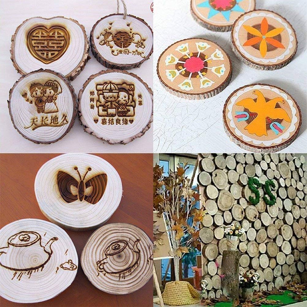 Unfinished Natural Wood Slices with Bark 20 Pcs 3.5-4 inch Craft Wood kit