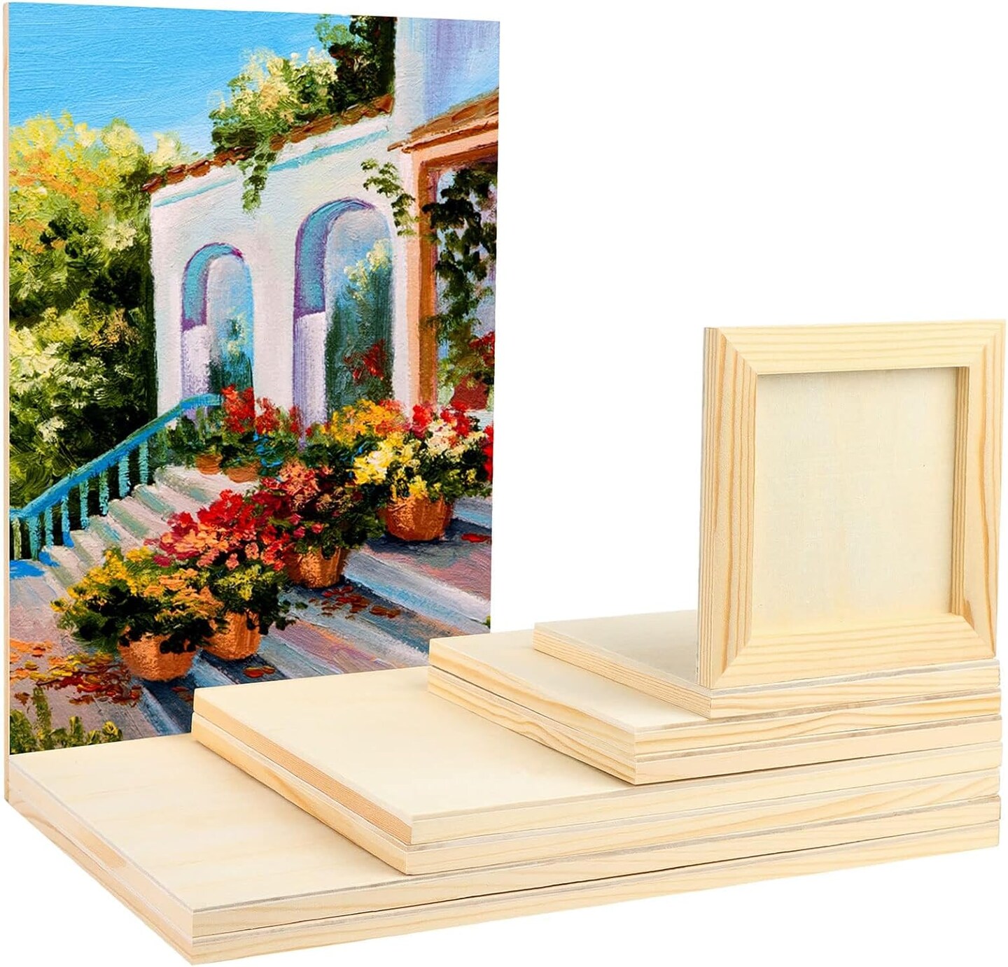 18 Pack Unfinished Wood Canvas Panels Kit -/11.8x7.9Inch/9x7.5Inch/6x6Inch/4.7x4.7Inch